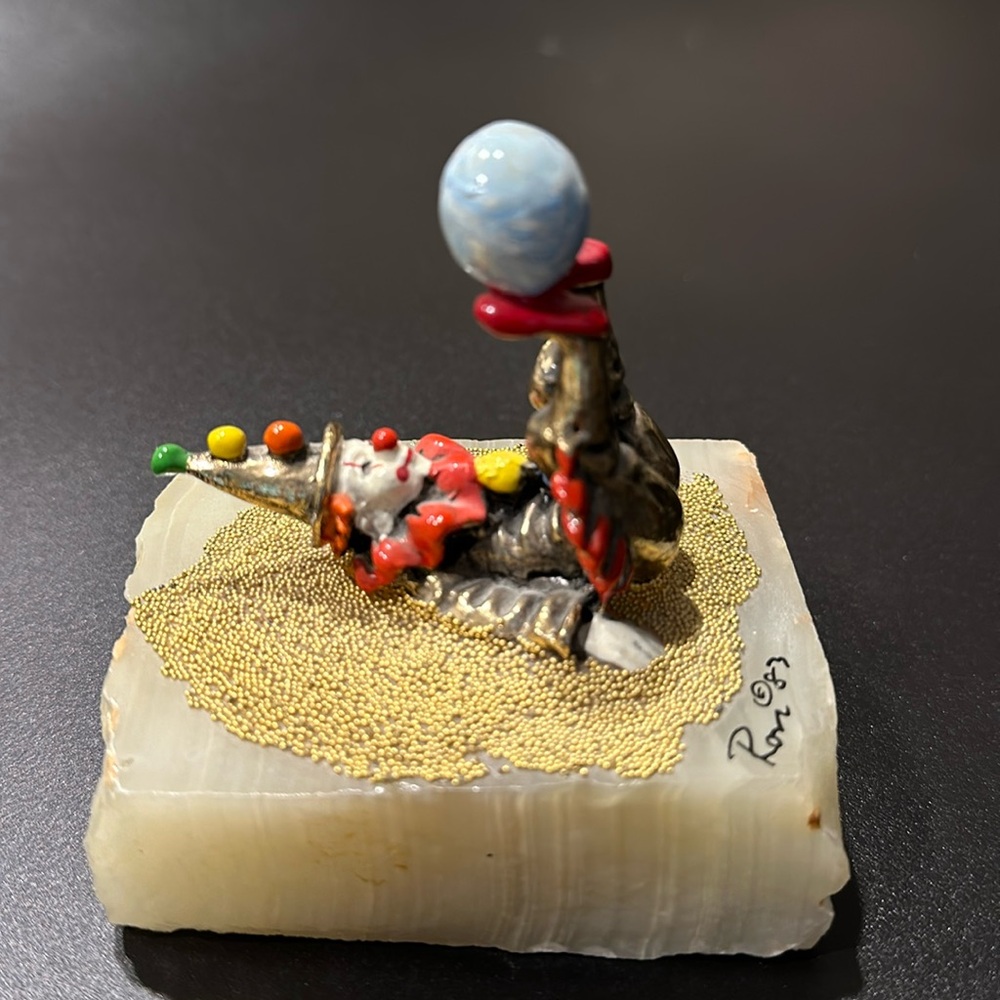 Vintage Ron Lee Clown Figurine—Signed and Dated—Gold Plated